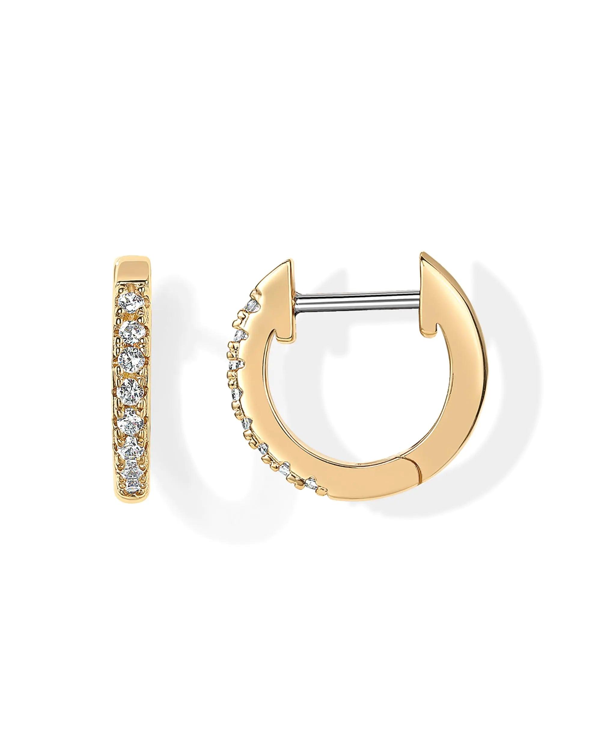 PAVOI 14K Gold Plated Cubic Zirconia Cuff Earrings Huggie Stud Yellow Gold - Evallys.com # #