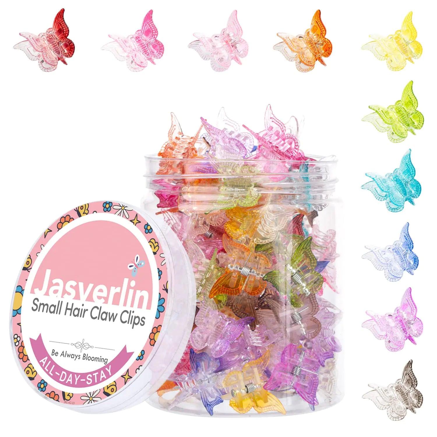 Gradient Butterfly Hair Clip, Mini Plastic 90s Hair Claw for Women Girls, No Crease Hairclips Toddler Y2K Hair Accessories Set 50pcs Rainbow Assorted Color (Gradient Color) Gradient Color - Evallys.com # #