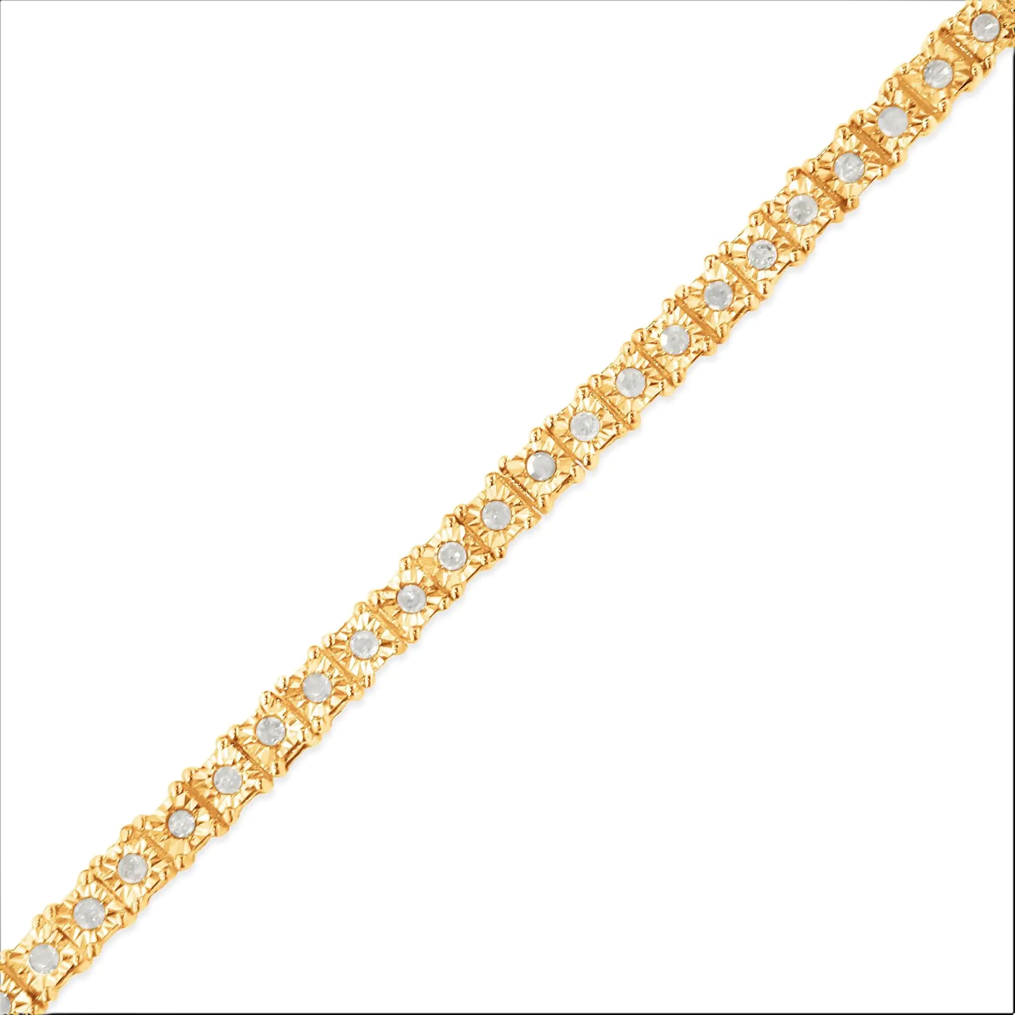 .925 Sterling Silver 1.0 Cttw Diamond Square Frame Miracle-Set Tennis Bracelet (I-J Color, I3 Clarity) - 8" - Evallys.com # #