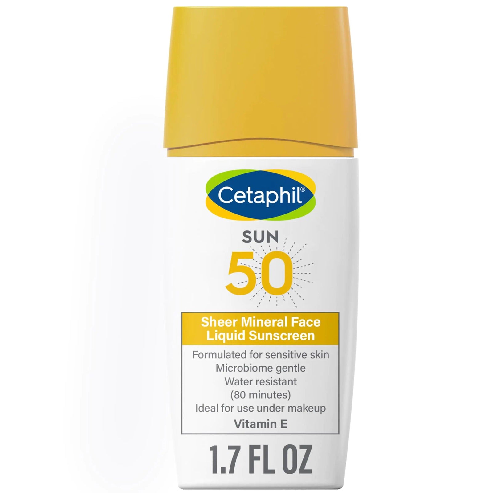 Cetaphil Sheer 100% Mineral Liquid Sunscreen for Face With Zinc Oxide Broad Spectrum SPF 50 Formulated for Sensitive Skin, Unscented, 1.7 Fl Oz - Evallys.com # #