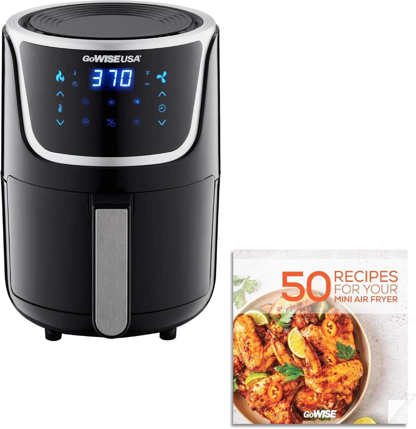 Gowise USA GW22955 7-Quart Electric Air Fryer with Dehydrator & 3 Stackable Racks, Digital Touchscreen with 8 Functions + Recipes, 7.0-Qt, Black/Copper - Evallys.com # #