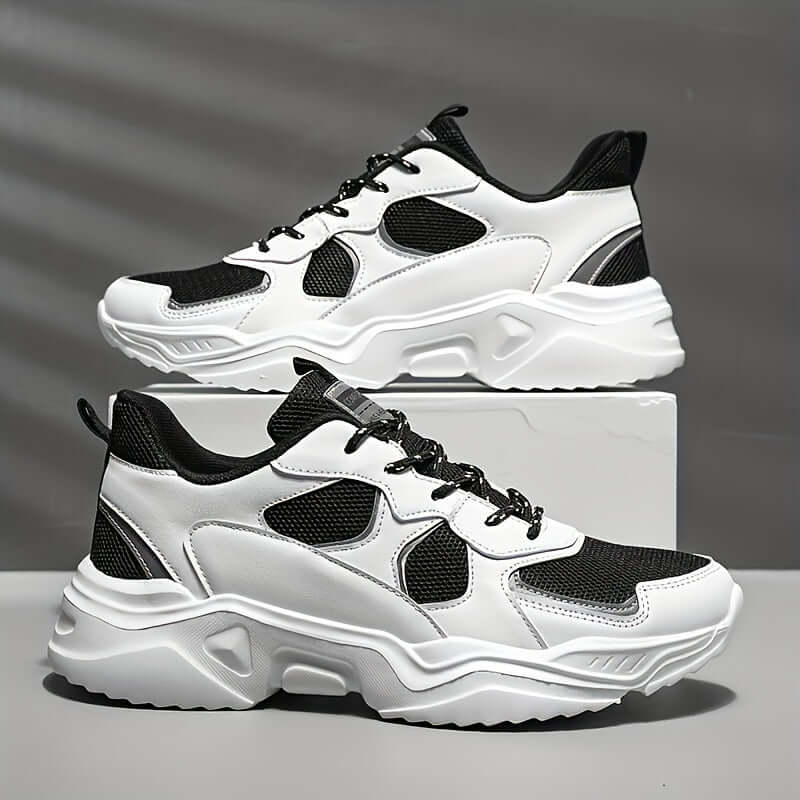 Breathable Sneakers] Chunky Breathable Mesh Sneakers | Men's White & Teal Casual Sneakers with EVA Sole,Design for All Season