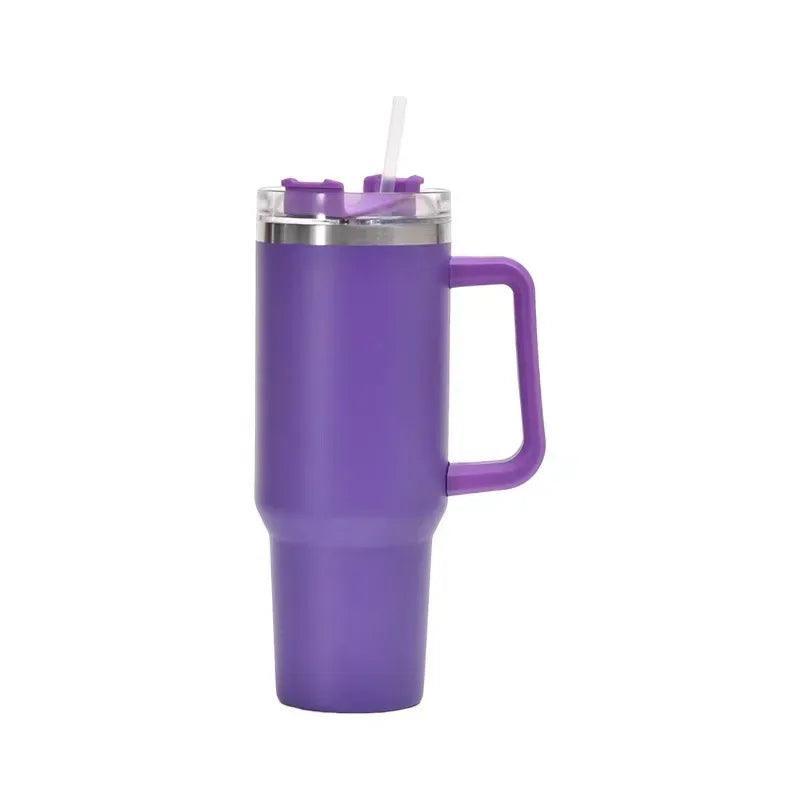 40Oz Cafe Mug Insulated Tumbler with Handle Lids Straw Stainless Steel Coffee Termos Cup Car Vacuum Flasks Portable Water Bottle - Evallys.com # #