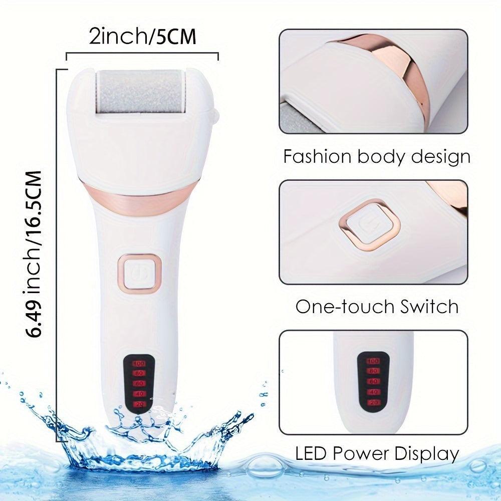 Electric Foot Grinder And Callus Remover, Electric Foot Polisher, Rechargeable Foot Washing And Pedicure Kit, Suitable For Cracked Heels And Dead Skin, With 3 Roller Heads - Evallys.com # #