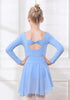 DIPUG Girls Ballet Leotards with Removable Skirt Toddler Hollow Back Dance Dress Combo Long Sleeve 10-12 Years Blue-long Sleeve - Evallys.com # #