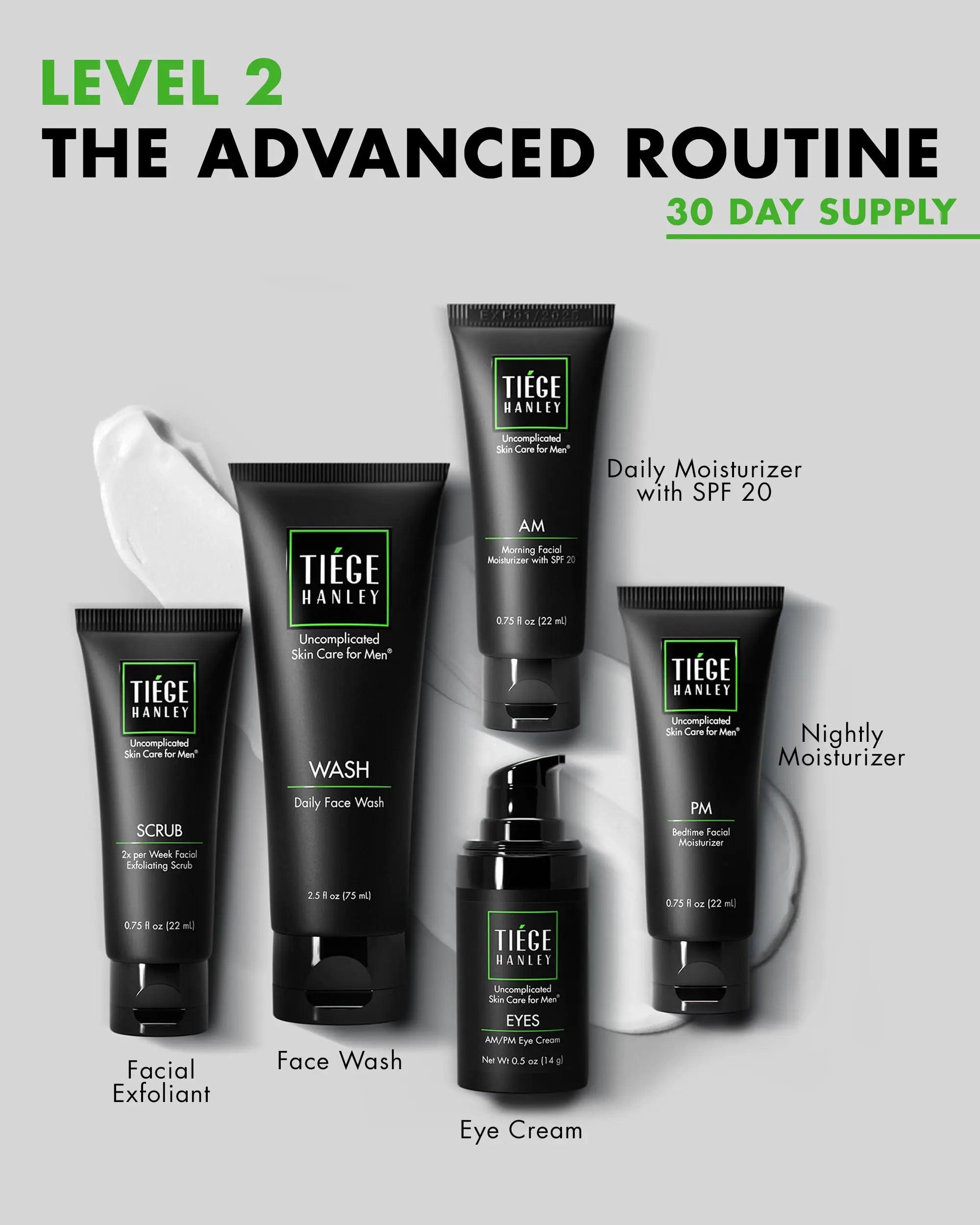 Tiege Hanley Mens Skin Care Set, Advanced Skin Care Routine for Men (System Level 2) - Face Wash Kit for Fines Lines - Men's Skincare Set Includes Face Wash, Facial Scrub, Moisturizer, & Eye Cream 5 Piece Set - Evallys.com # #