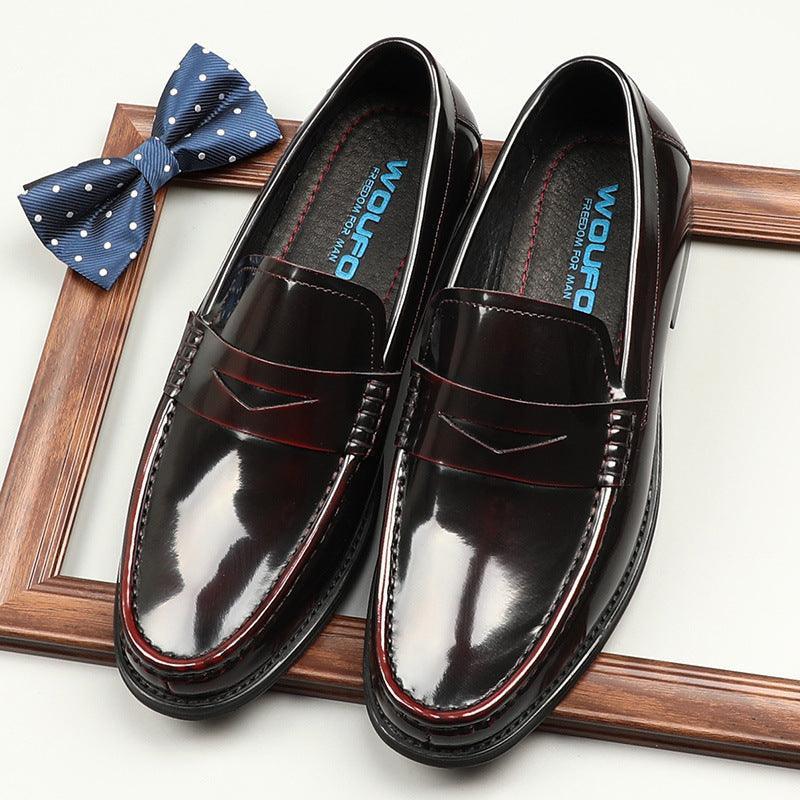 Korean Style One-foot Patent Leather Round Toe Loafers Commuter Shoes - Evallys.com # #