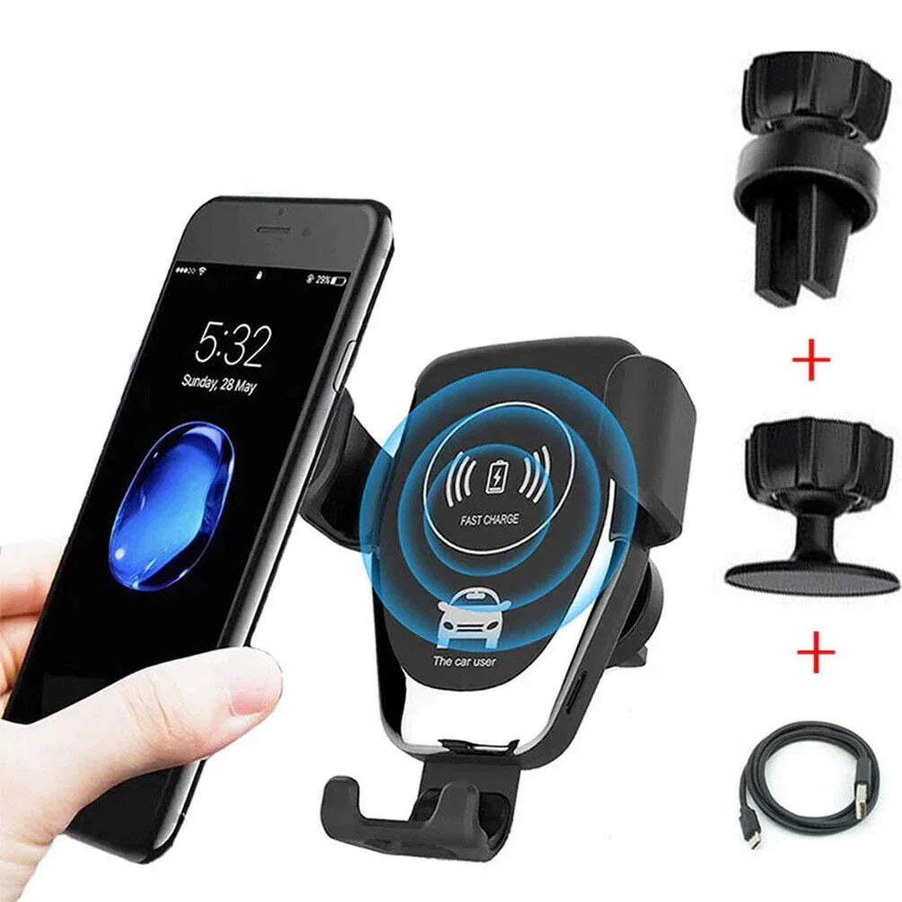 10W QI Wireless Fast Car Charger Mount Holder Stand Automatic Clamping Charging - Evallys.com