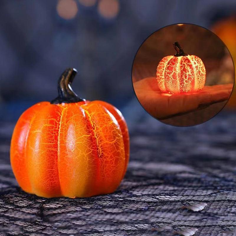 New Halloween Pumpkin Lantern Simulation Pumpkin LED Candle Lamp Resin Luminous Pumpkin - Evallys.com # #