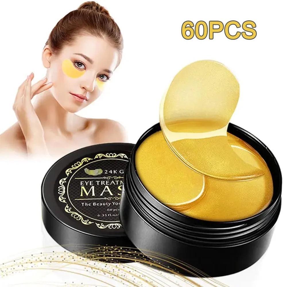 24K Gold Eye Mask Collagen Eye Mask Patches for Hydrating and Firming, Reduce Fine Line, Eye Bags, Wrinkles and Dark Circles-60Pcs - Evallys.com # #