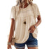 Womens Summer Tops Crewneck Short Sleeve Shirts Casual Chiffon Blouses Flowy Lace Hem Boho Clothing Trendy 2024 XX-Large Apricot - Evallys.com # #