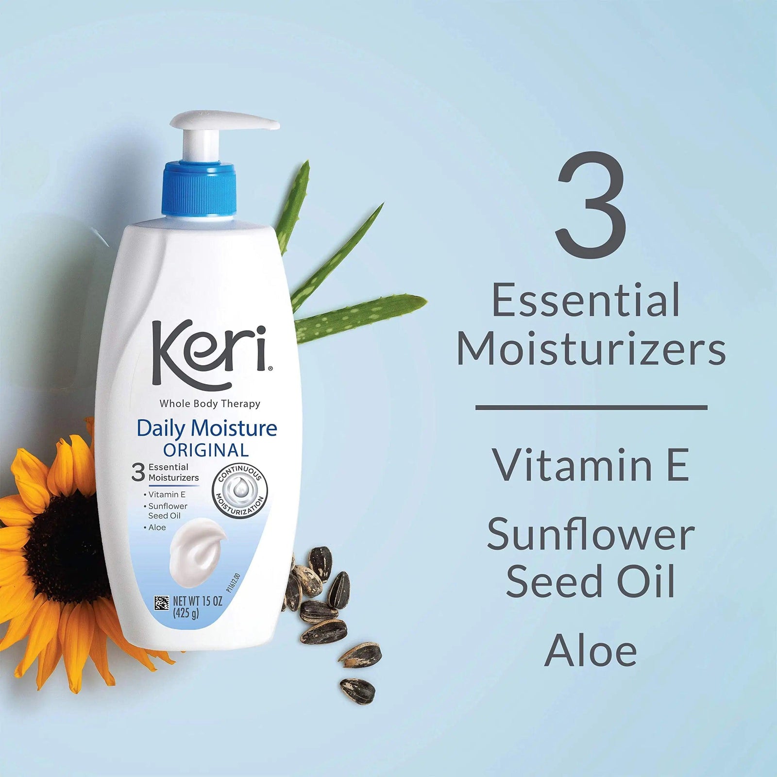 Keri Whole Body Therapy Original, Continuous Moisturization, 3 Essential Moisturizers (Vitamin E, Aloe and Sunflower Seed Oil), 20 Oz 20 Fl Oz (Pack of 1) Skin Moisturizer - Evallys.com # #