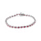 .925 Sterling Silver Bezel Set Pear Shaped Lab Created Pink Ruby Link Bracelet (AAA+ Quality) - Size 7.25" - Evallys.com # #