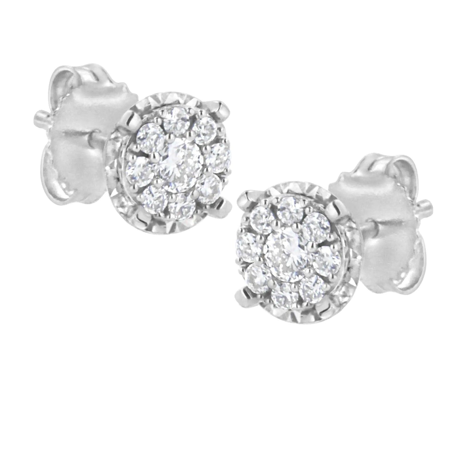 .925 Sterling Silver 1/2 cttw Lab Grown Diamond Composite Earring (F-G Color, VS2-SI1 Clarity) - Evallys.com # #