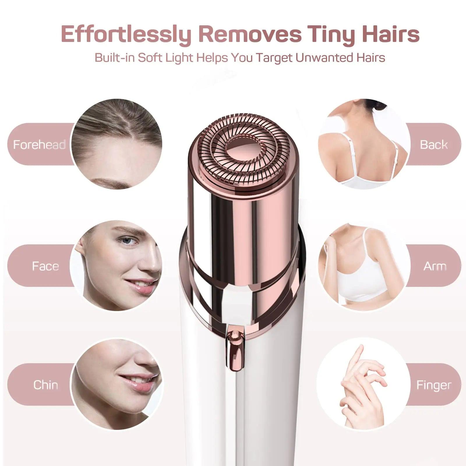 Facial Hair Removal for Women, Gurelax Flawless Facial Hair Remover, Hair Removal Device for Face, Lip, Chin with 2 x Replacement Heads White(with 2 Replacement Heads) - Evallys.com # #