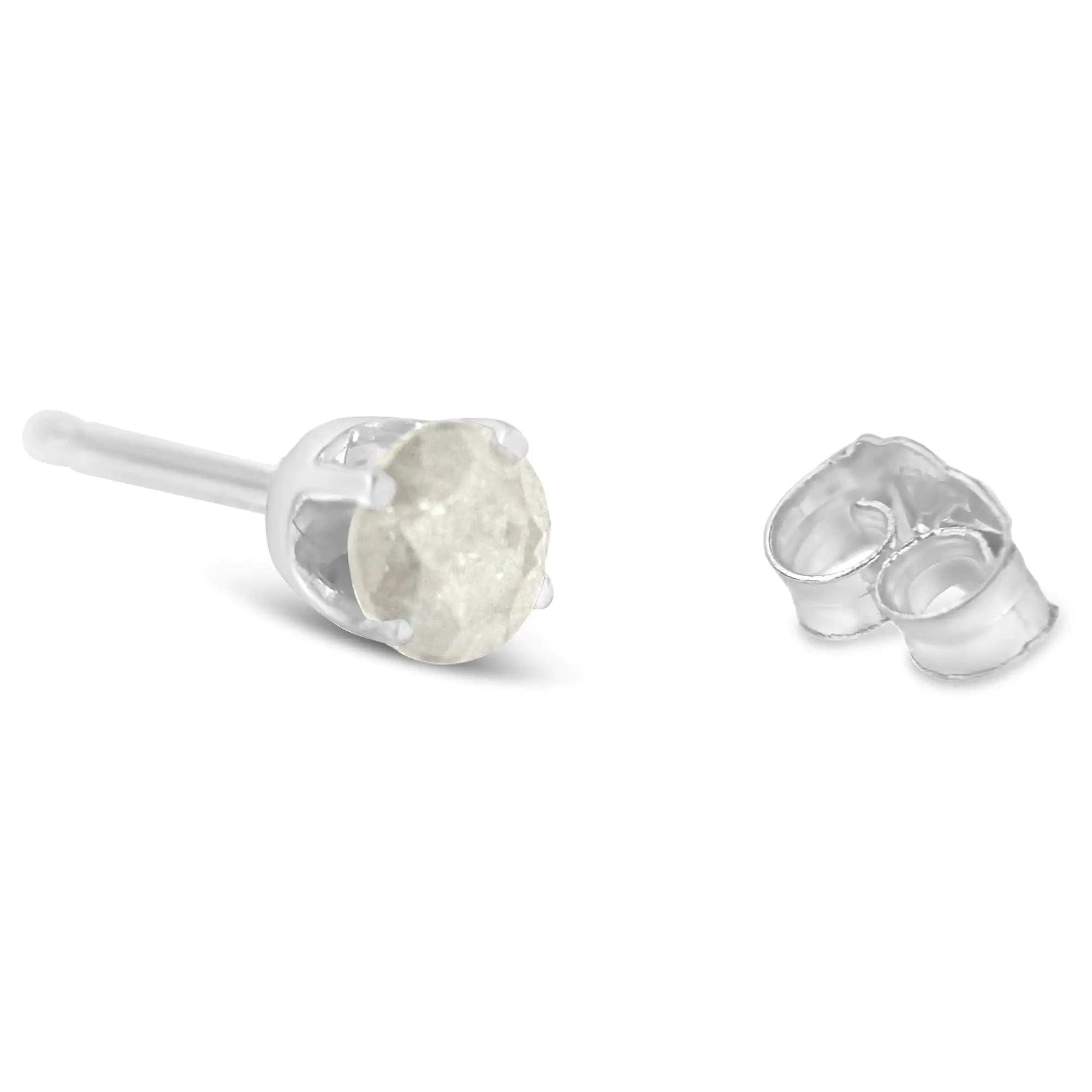 .925 Sterling Silver 4-Prong Round-cut "Salt and Pepper" Diamond Classic Stud Earrings (I-J Color, I3 Clarity) - Evallys.com # #