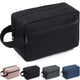 FUNSEED Travel Toiletry Bag for Women and Men, Water-resistant Shaving Bag for Toiletries Accessories, Foldable Storage Bags with Divider and Handle for Cosmetics Brushes Tools (Black) Black - Evallys.com