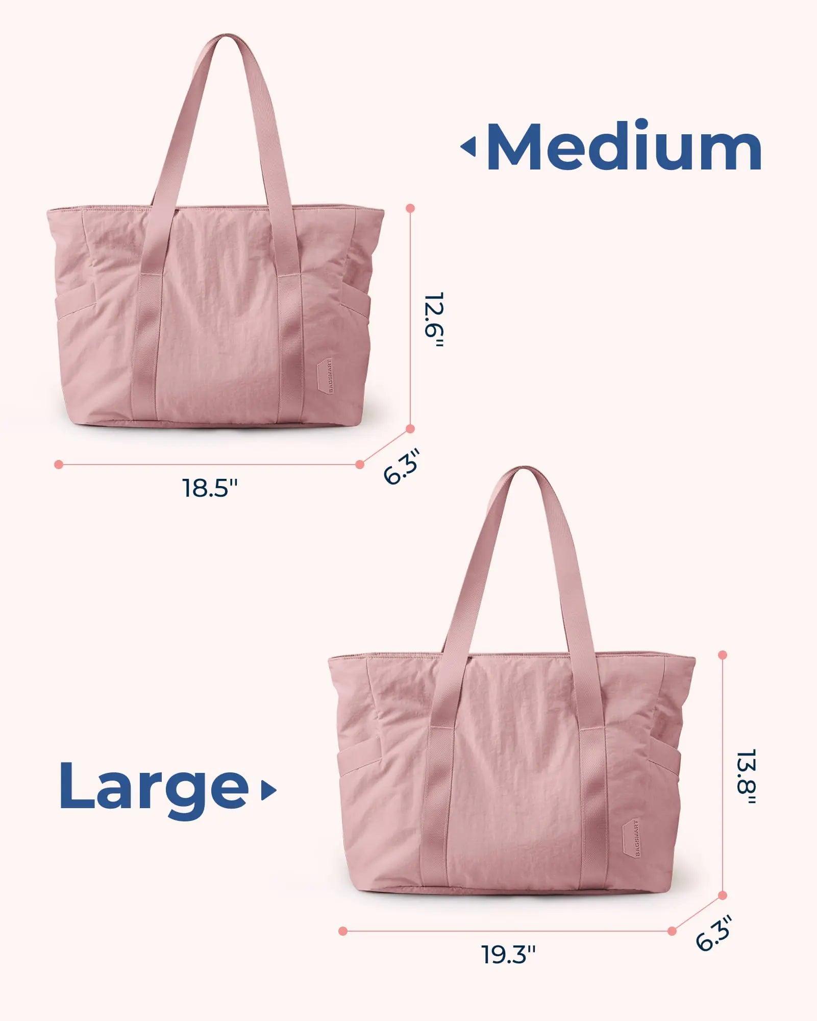 BAGSMART Tote Bag for Women with Zipper, Gym Tote with Compartments, Laptop Work Tote Nurse Dance Yoga Bag for Sport, Travel Medium E-dark Pink- M - Evallys.com # #