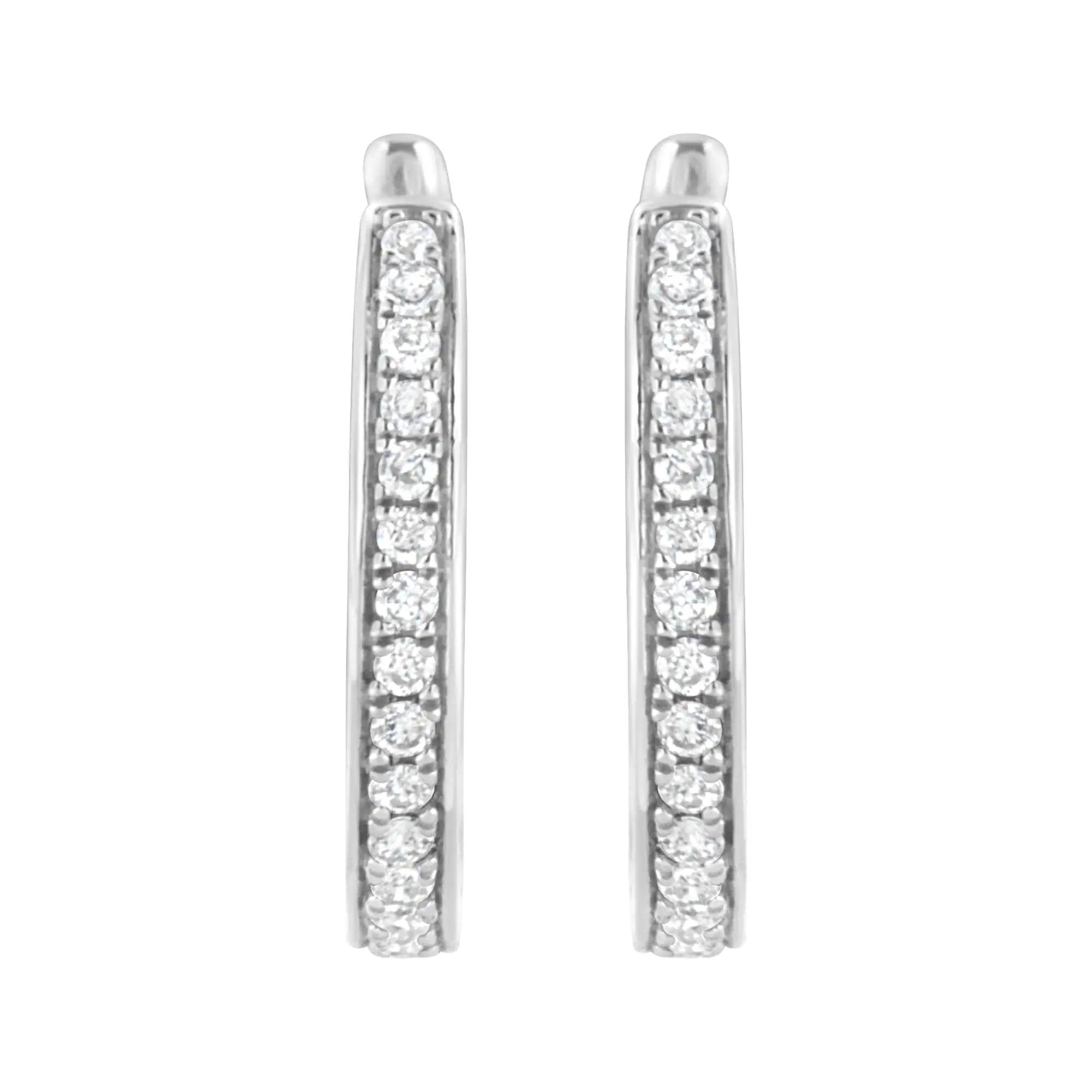 .925 Sterling Silver 1/2 cttw Lab Grown Diamond Hoop Earring (F-G Color, VS2-SI1 Clarity) - Evallys.com # #