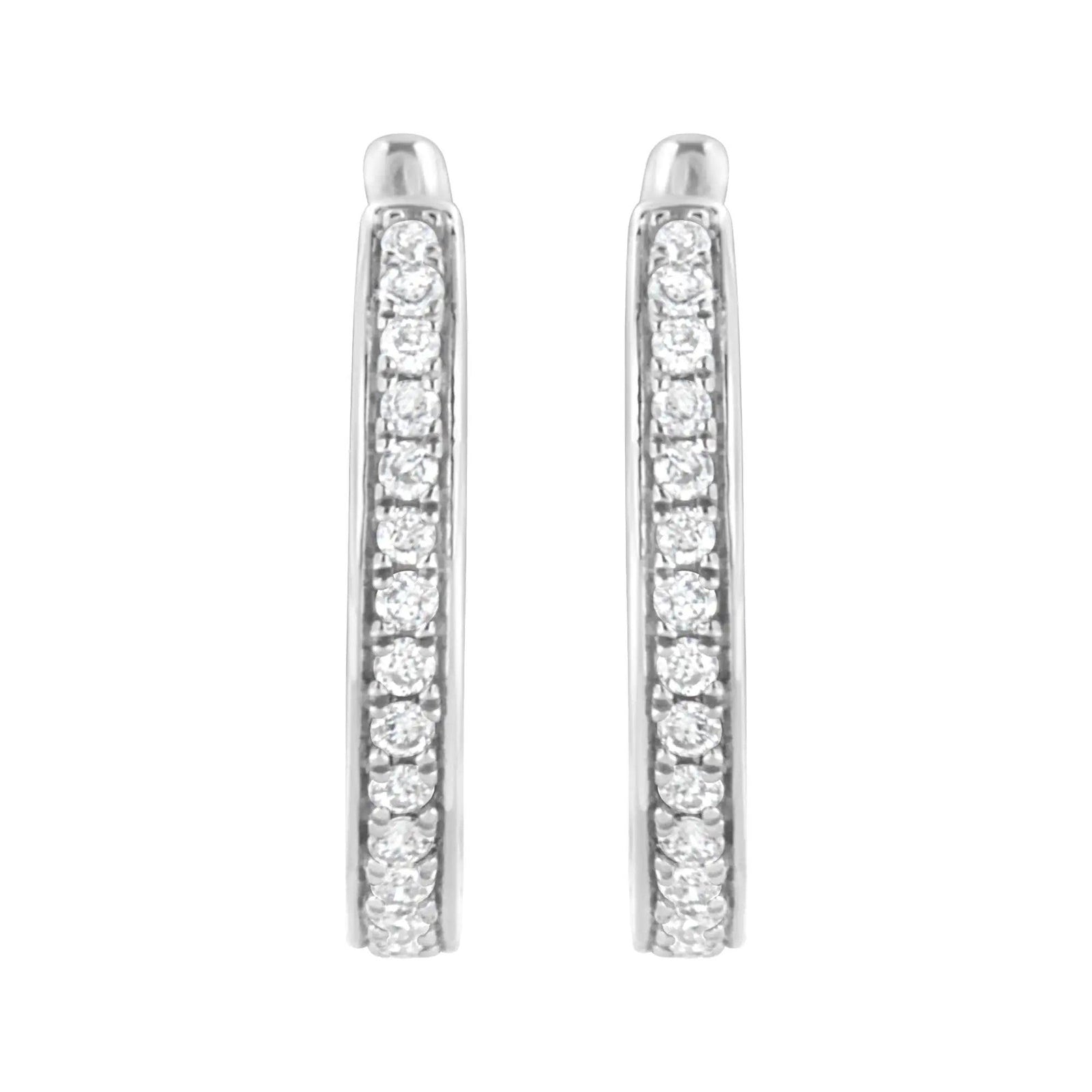 .925 Sterling Silver 1/2 cttw Lab Grown Diamond Hoop Earring (F-G Color, VS2-SI1 Clarity) - Evallys.com # #