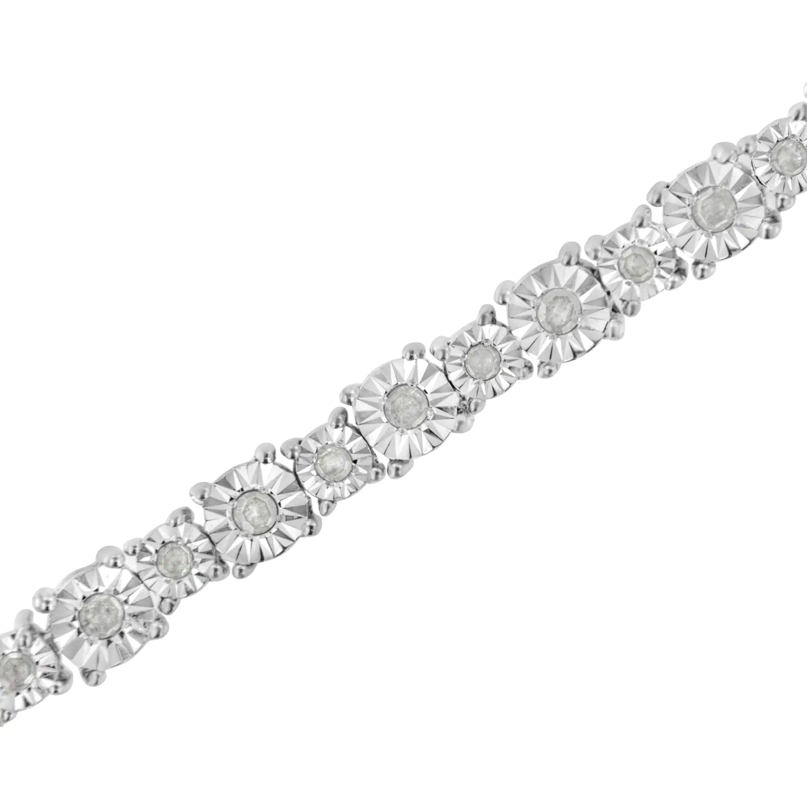 .925 Sterling Silver 1.0 Cttw Miracle-Set Diamond Alternating Graduated Link Tennis Bracelet (I-J Color, I3 Clarity) - 7.5