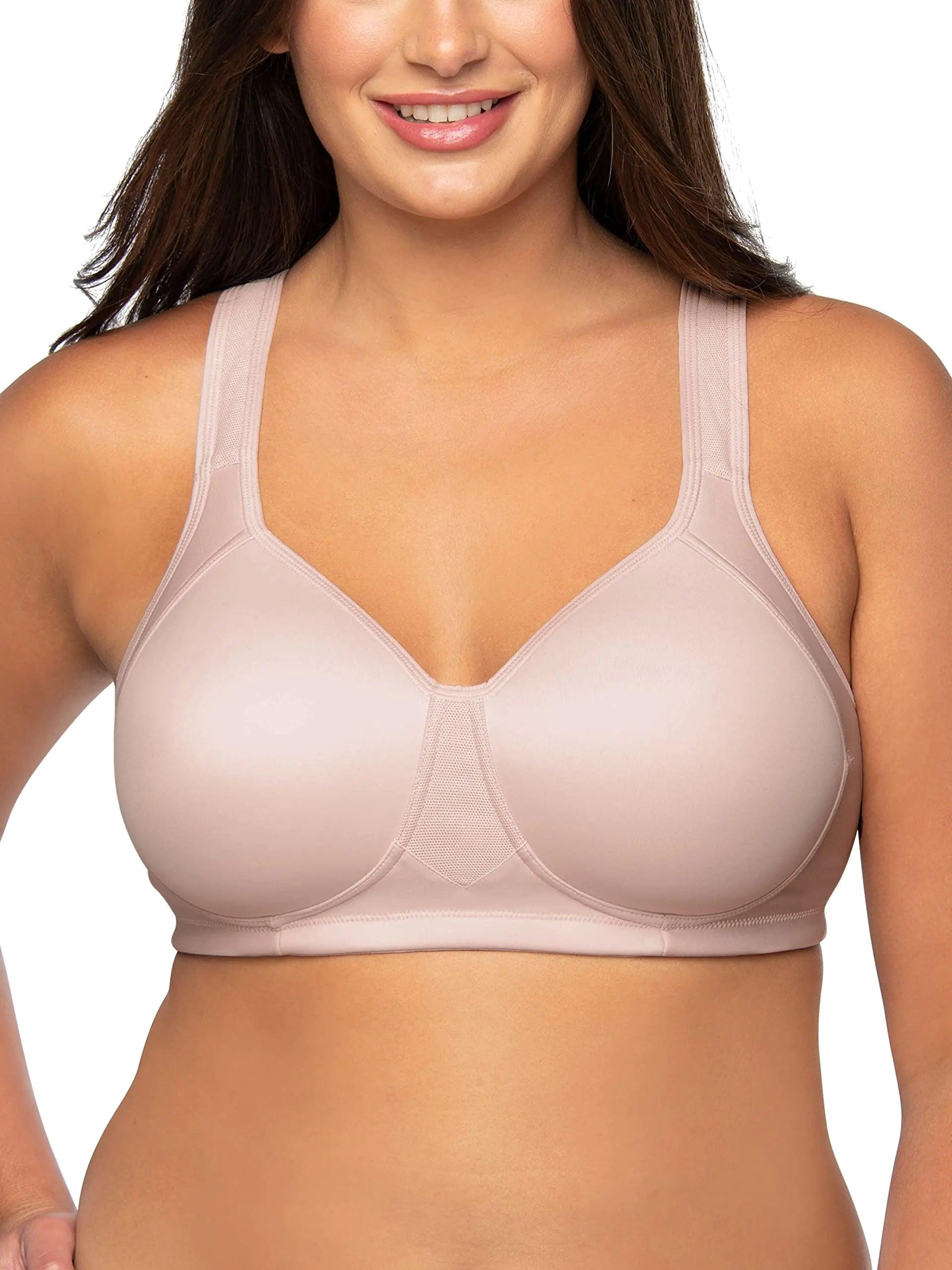 Vanity Fair Women's Medium Impact Sports Bras for Women, Breathable, Moisture Wicking, Padded Cups up to DDD Wireless 44DD Wireless - Quartz - Evallys.com