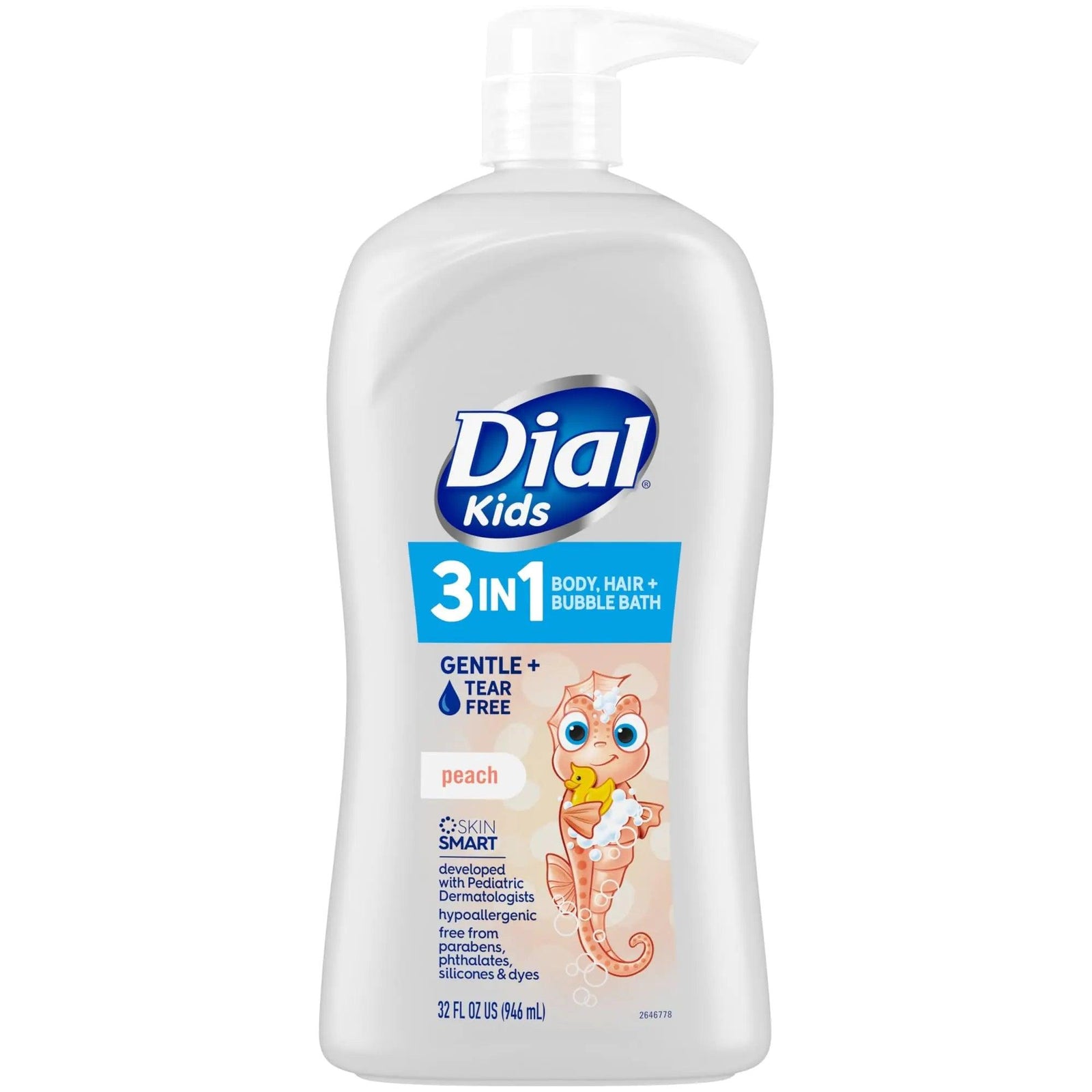 Dial Kids 3-in-1 Body+Hair+Bubble Bath, Peach, 32 fl oz 32 Fl Oz (Pack of 1) - Evallys.com # #