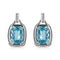 .925 Sterling Silver 14x10MM Cushion Cut Blue Topaz Gemstone and Diamond Accent Dangle Earring (I-J Color, I1-I2 Clarity) - Evallys.com # #