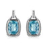 .925 Sterling Silver 14x10MM Cushion Cut Blue Topaz Gemstone and Diamond Accent Dangle Earring (I-J Color, I1-I2 Clarity) - Evallys.com # #