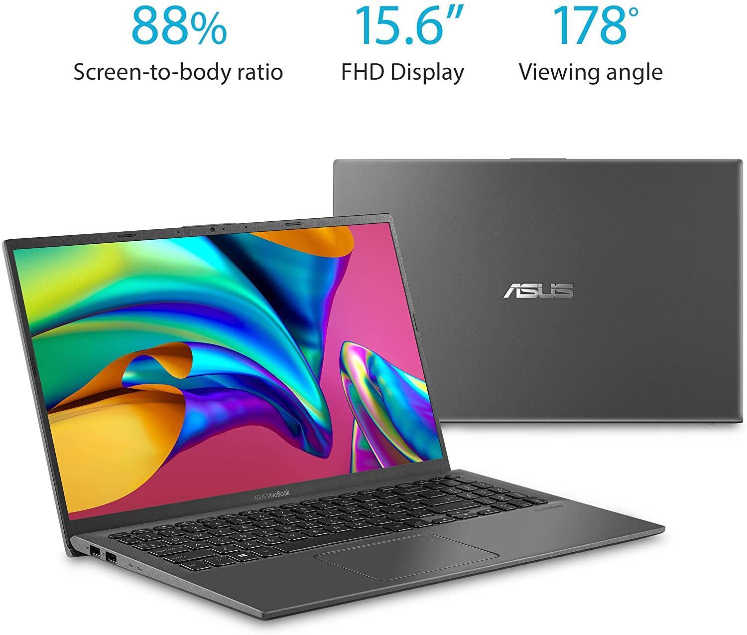 ASUS Vivobook 15 Thin and Light Laptop, 15.6” FHD Display, Intel I3-1005G1 CPU, 8GB RAM, 128GB SSD, Backlit Keyboard, Fingerprint, Windows 10 Home in S Mode, Slate Gray, F512JA-AS34 - Evallys.com # #