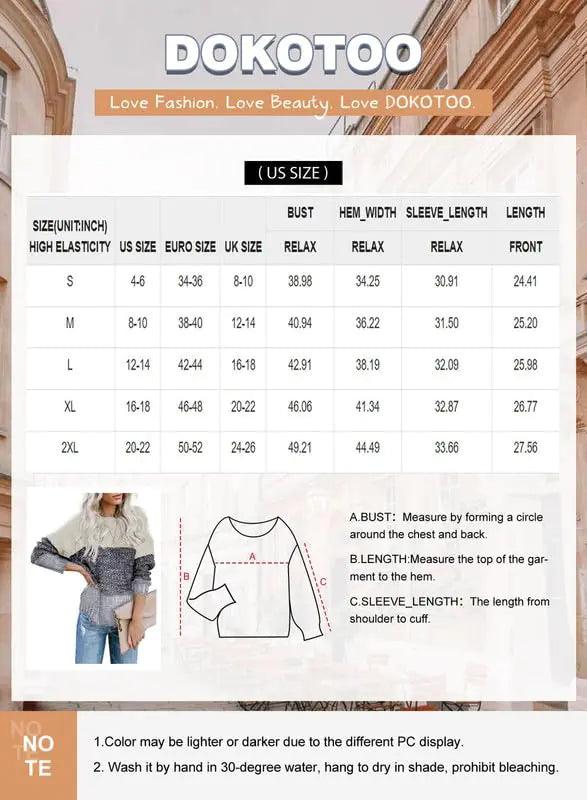 Dokotoo Womens Color Block Sweaters Long Sleeve Crewneck Pullover Knit Jumper Tops X-Large D Orange - Evallys.com # #