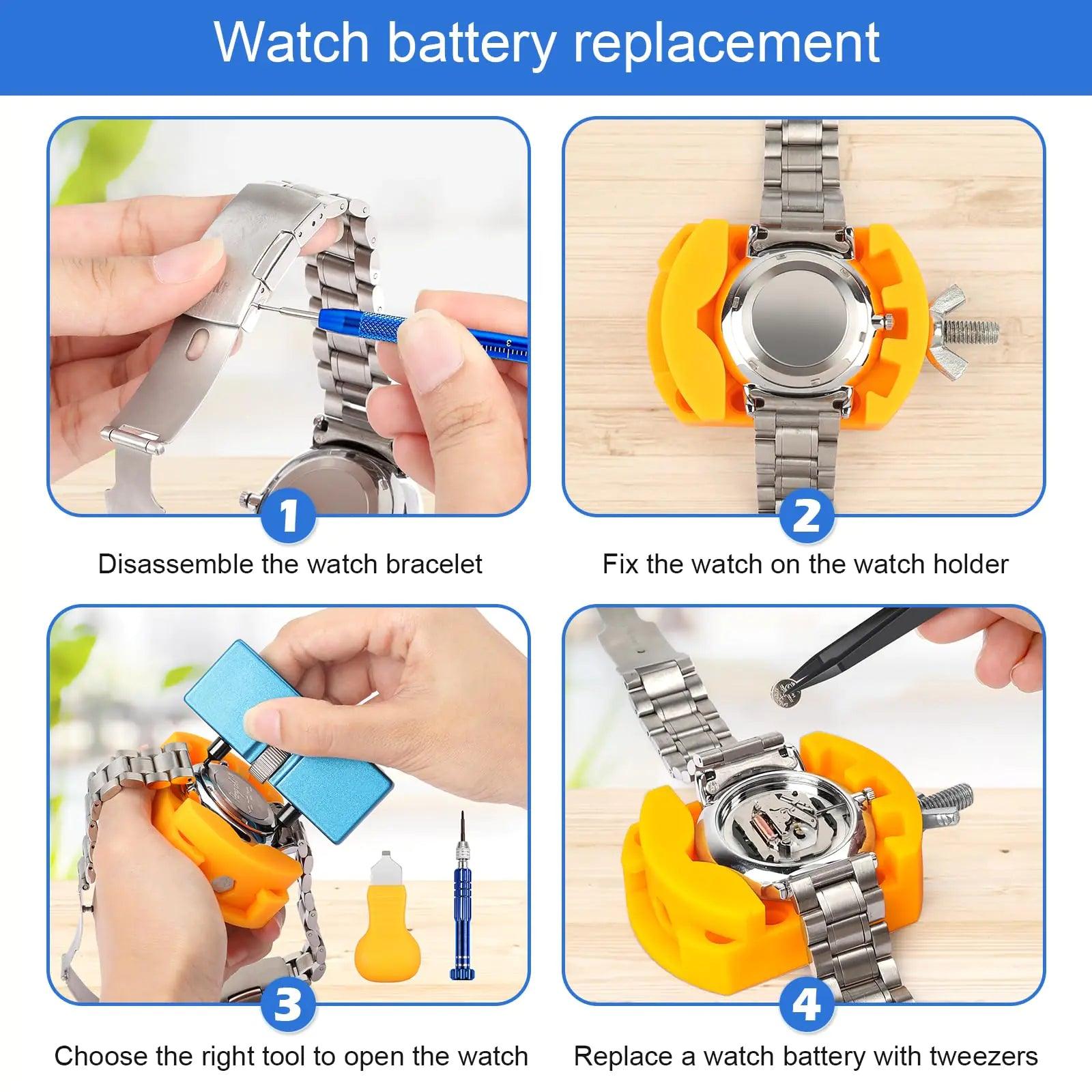 JOREST Watch Repair Kit, for Watch Battery Replacement & Watch Link Removal and Resizing & Watch Opener, Watch Repair Screwdriver Set, Watch Wrench Back Remover, Watch Cleaning, Spring Bar Tool - Evallys.com # #