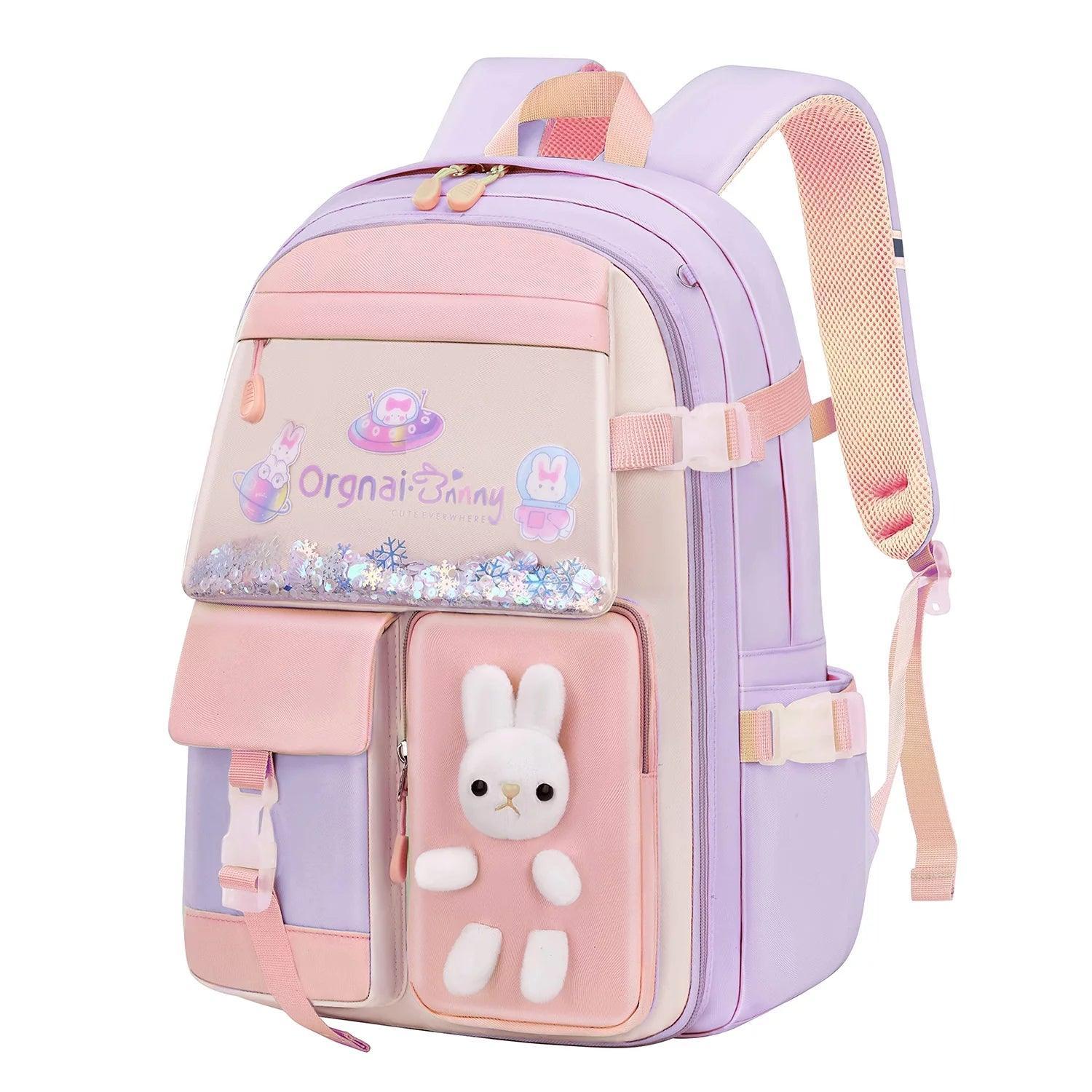 SANMADROLA Kids Backpacks for Girls Bunny Elementary School Backpack Cute Preschool Girls Backpack Laptop Bag Kindergarten School Bookbag, Blue - Evallys.com # #