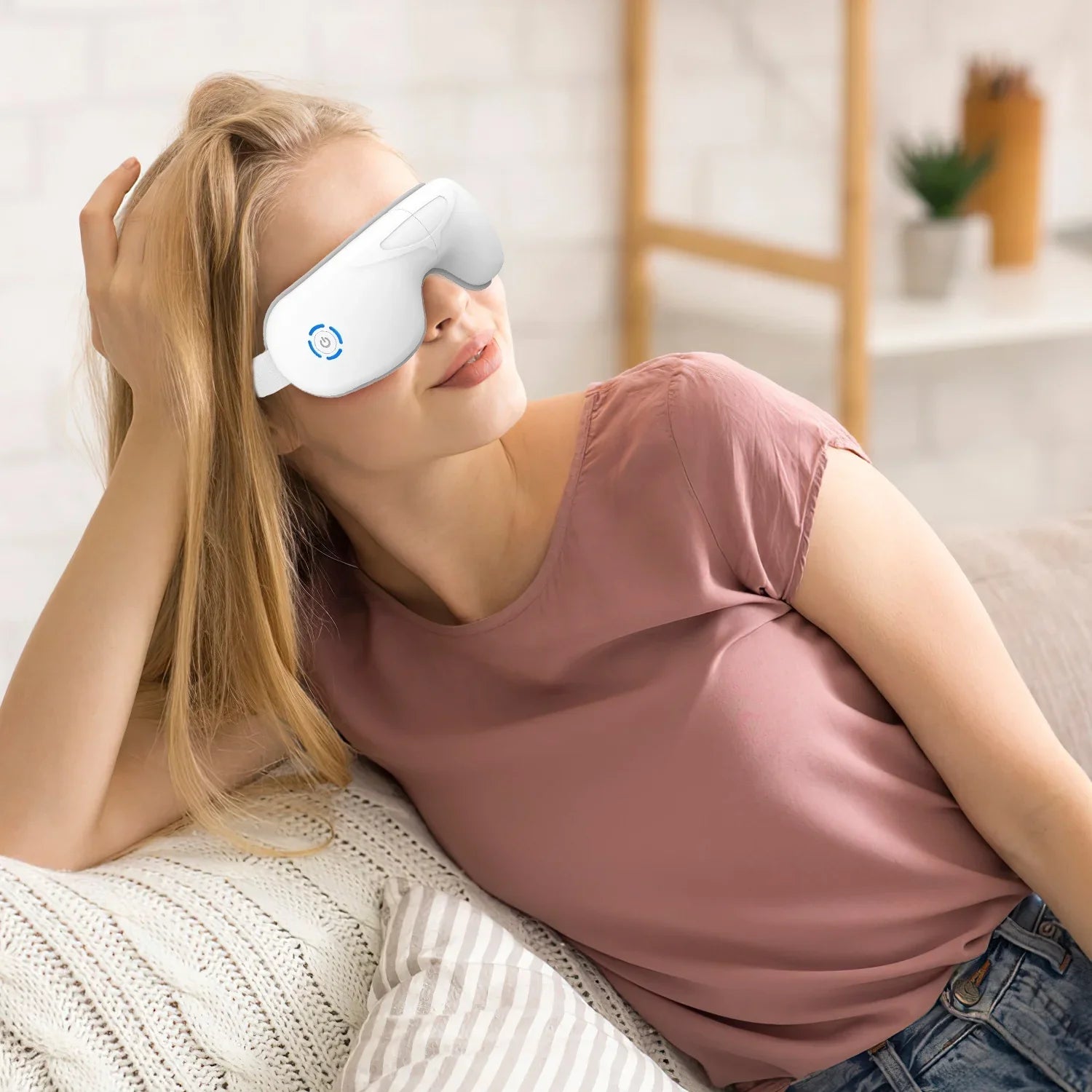 1Pc Eye Massager With Heat Music Air Pressure Vibration Massage Rechargeable For Men Women Elders Wireless Eye Mask - Evallys.com