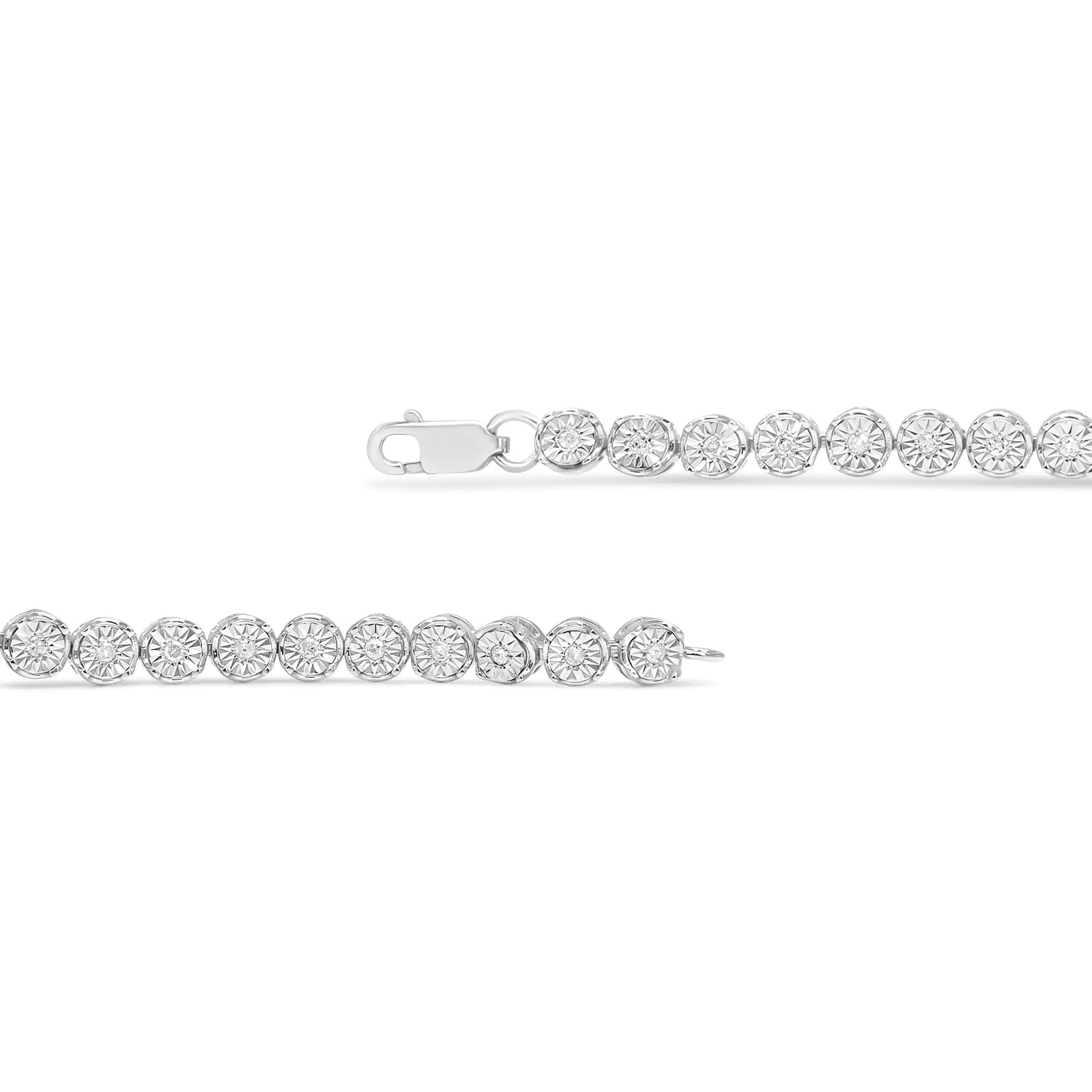 .925 Sterling Silver 1/2 Cttw Round Miracle-Set Diamond Tennis Bracelet (I2-I3 Clarity, I-J Color) - 7.25