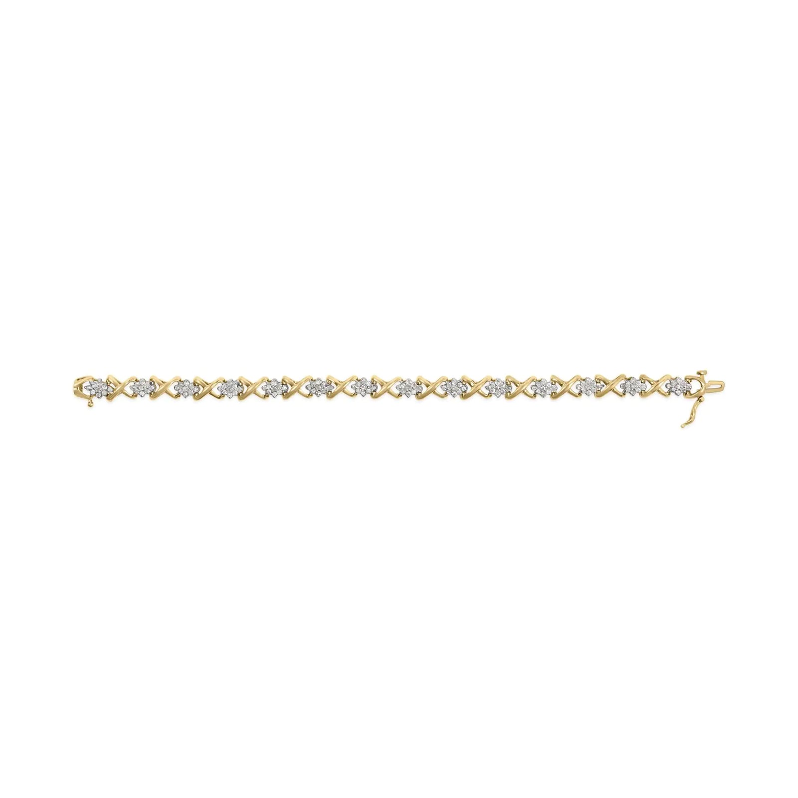 10k Yellow Gold Plated .925 Sterling Silver 2.00 Cttw Round-Cut Diamond Link 7