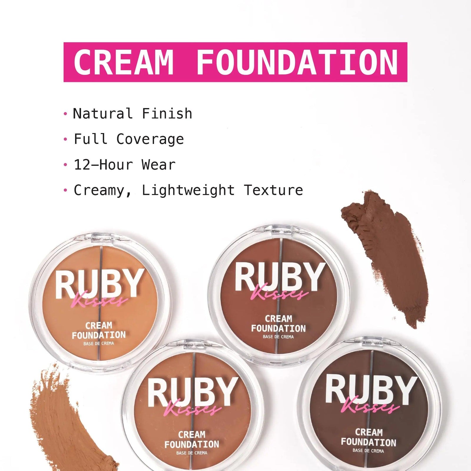 Ruby Kisses 3D Face Creator Cream Foundation & Concealer, 12 Hours Long Lasting, Medium to Full Coverage, Non-Greasy, Ideal for Makeup & Contour Palette (Level 5) 0.21 Ounce (Pack of 1) 1-5 Level 5 - Evallys.com # #