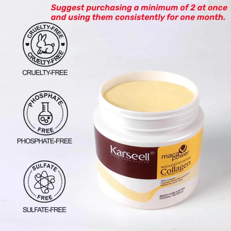 Karseell Collagen Hair Treatment Deep Repair Conditioning Argan Oil Collagen Hair Mask Essence for Dry Damaged Hair All Hair Types 16.90 oz 500ml 16.9 Fl Oz (Pack of 1) - Evallys.com # #