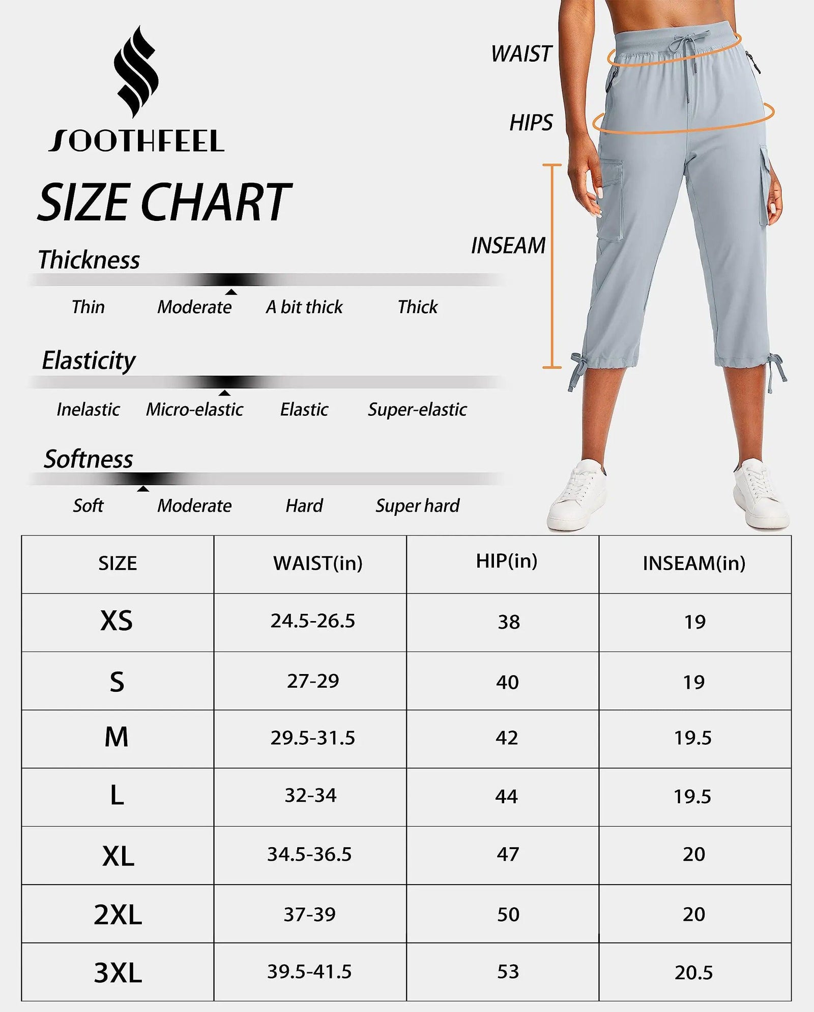 Soothfeel Women's Cargo Capris Pants with 6 Pockets Lightweight Quick Dry Travel Hiking Summer Pants for Women Casual Blue 4X-Large - Evallys.com # #