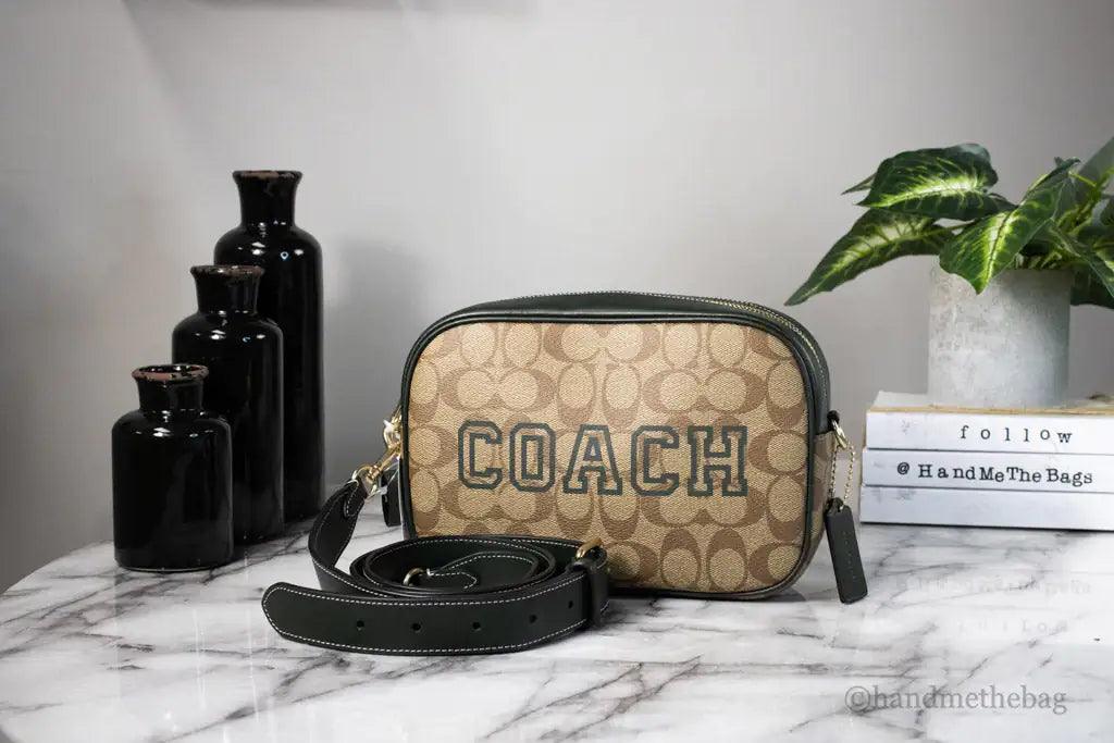 Coach Jamie Medium Varsity Signature Amazon Green Camera Crossbody - Evallys.com # #