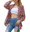 Lacozy Womens Buffalo Plaid Flannel Shirt Long Sleeve Collar Button Down Blouses Tops C0 Pink Medium - Evallys.com # #