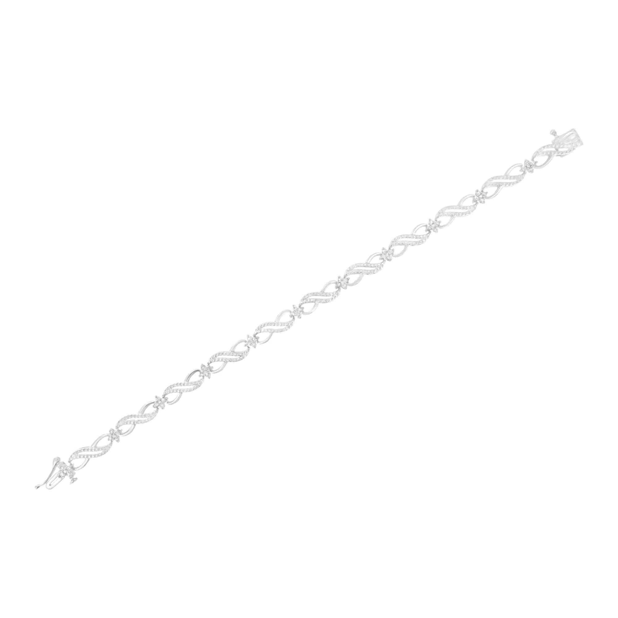 .925 Sterling Silver 1/2 cttw Prong Set Round-Cut Diamond Infinity Weave Link Bracelet (I-J Color, I2-I3 Clarity) - Size 7.25" - Evallys.com # #