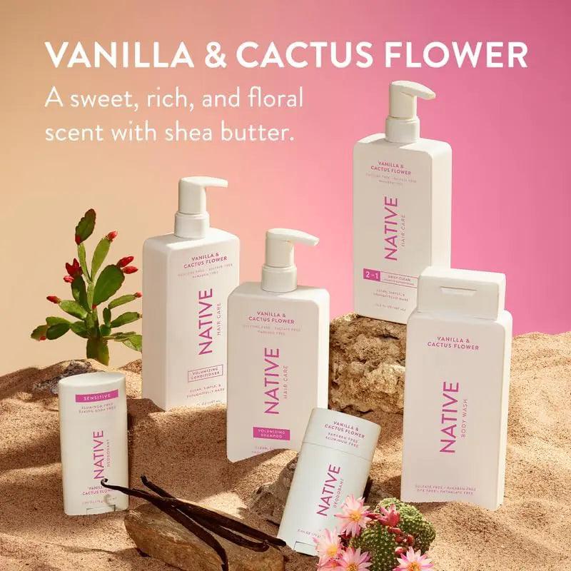 Native Vanilla & Cactus Flower Shampoo and Conditioner Contain Naturally Derived Ingredients |All Hair Type Color & Treated, Fine to Dry Damaged, Sulfate & Dye Free - 2-Pack - Evallys.com # #
