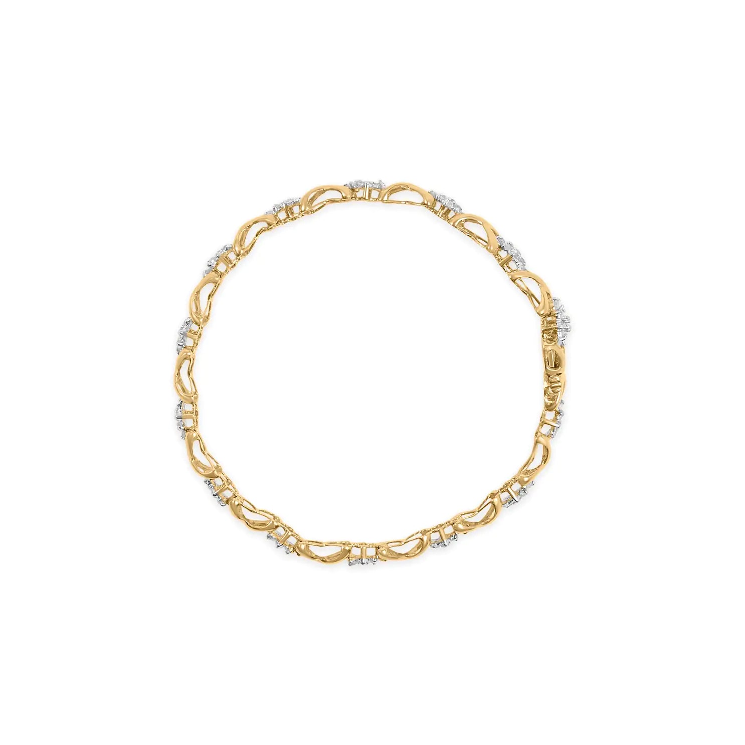 10k Yellow Gold Plated .925 Sterling Silver 2.00 Cttw Round-Cut Diamond Link 7