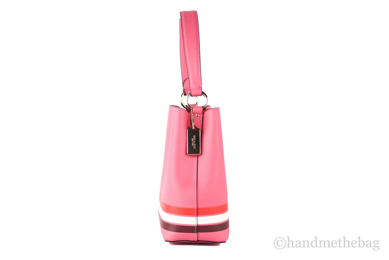 Coach Retro Striped Confetti Pink Small Town Bucket Crossbody - Evallys.com # #