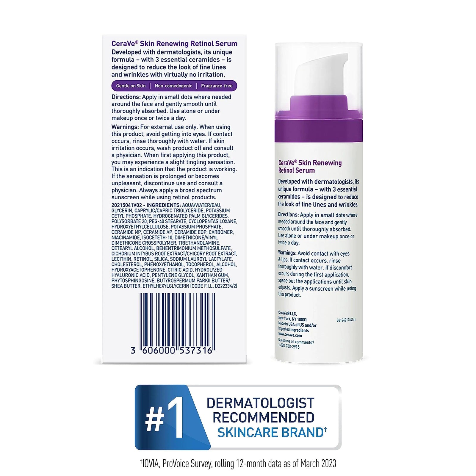 CeraVe Anti Aging Retinol Serum | Cream Serum for Smoothing Fine Lines and Skin Brightening | With Retinol, Hyaluronic Acid, Niacinamide, and Ceramides | 1 Ounce - Evallys.com # #