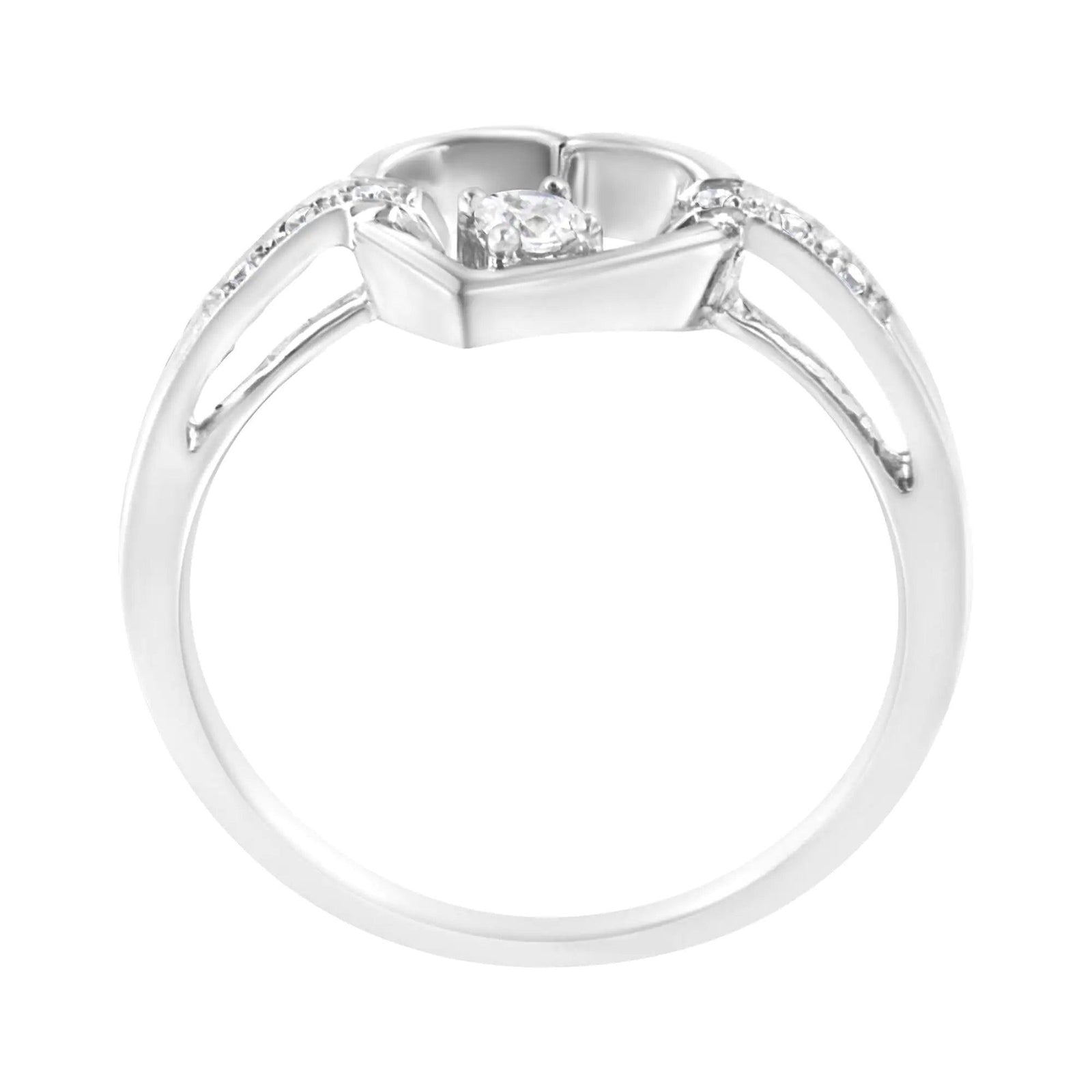 14K White Gold 1/8 Cttw Channel Set Round-Cut Diamond Heart Ring (H-I Color, SI2-I1 Clarity) - Evallys.com # #