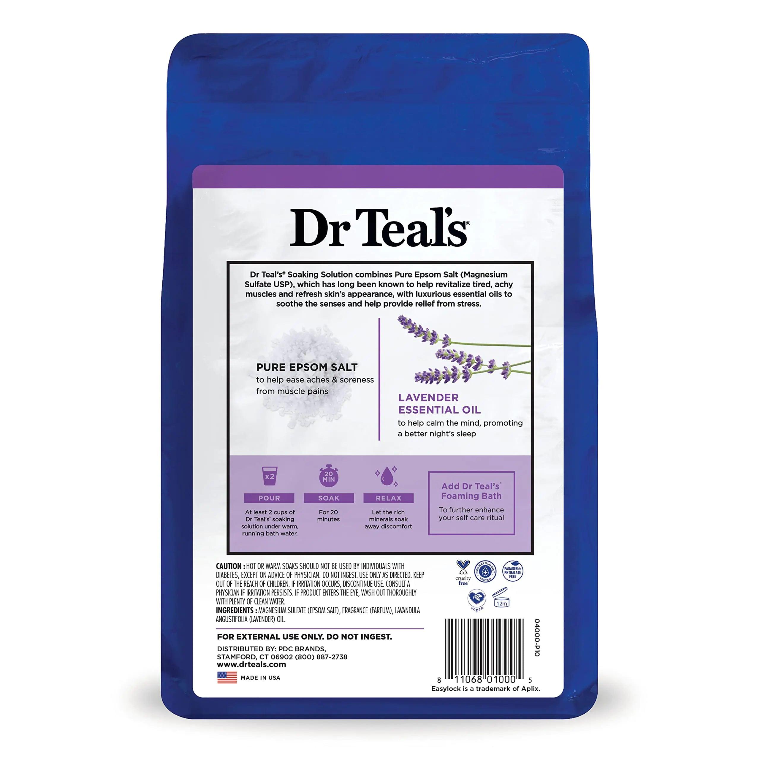 Dr Teal's Pure Epsom Salt, Soothe & Sleep with Lavender, 3 lb (Pack of 4) (Packaging May Vary) - Evallys.com # #