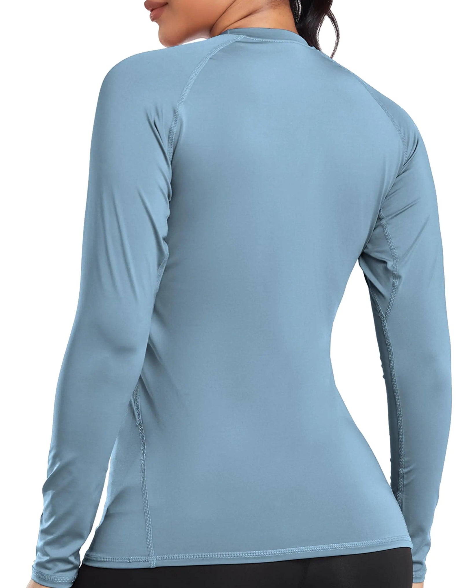 TELALEO 4 Pack Women's Compression Shirt Long Sleeve Performance Workout Baselayer Athletic Top Sports Gear Large Long Sleeve-black+grey+blue+purple - Evallys.com # #