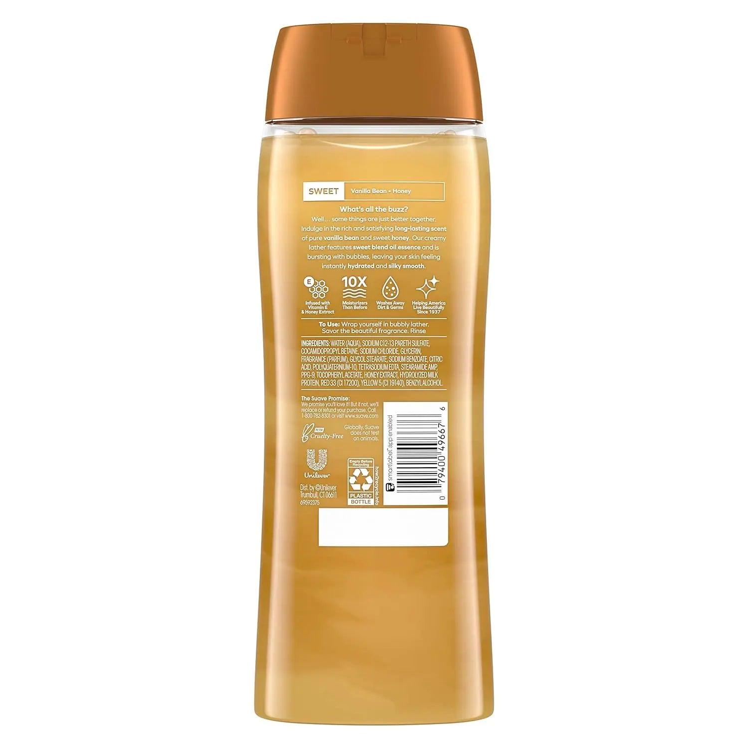 Suave Moisturizing Body Wash, with Milk & Honey and Vitamin E Extract & Moisturizing Body Wash, with Wild Cherry Blossom and Vitamin E Extract, No Parabens, No Phtahaltes, 18 Oz Pack of 6 Body Wash + Body Wash New Packaging - Evallys.com # #